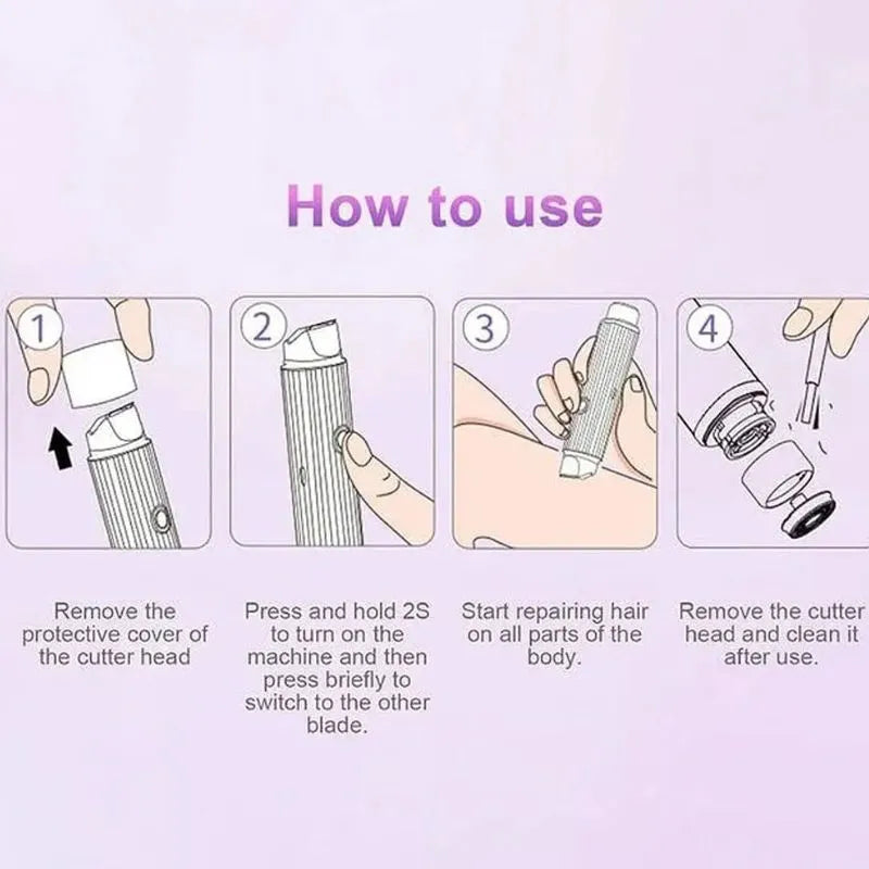 2-in-1  Double head  Electric Shaver & Trimmer for Women | USB Rechargeable Double-Head Hair Remover for Face, Eyebrows, Bikini & Body