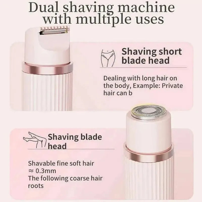 2-in-1  Double head  Electric Shaver & Trimmer for Women | USB Rechargeable Double-Head Hair Remover for Face, Eyebrows, Bikini & Body